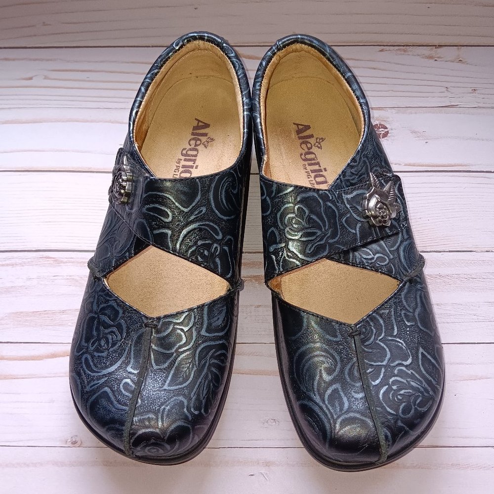 Alegria Women's Shoes Kaitlyn Black Rose Stamp US SZ 8/8.5